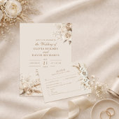 Ivory Roses Beige Wedding RSVP Card Kaartje