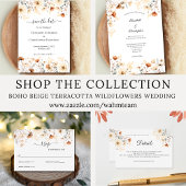 Roest Beige Boho Wildbloemen Botanische bruiloft Kaart