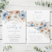 Elegant Modern Boho Blue Engagement Party Kaart (Personaliseer de collectie van deze zelfstandige maker.)
