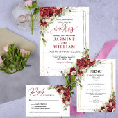 Bourgogne Floral Gold Wedding Kartonnen Onderzetters