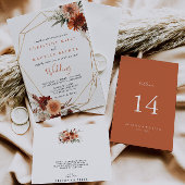 Boho Botanical Autumn Floral Wedding All In One Uitnodiging
