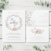 Boho Botanische Rustieke Bruiloft Koraal en Grijs  RSVP Kaartje (Personaliseer de collectie van deze zelfstandige maker.)