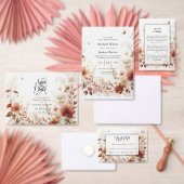 Rustieke Terracotta Gloed Bruiloft Monogram Beginl Ronde Sticker (Personaliseer de collectie van deze zelfstandige maker.)