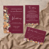 Boho Bourgogne Winter Vakantie Bruiloft Save the D Kaart (Personaliseer de collectie van deze zelfstandige maker.)