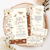 Boho Floral Baby shower Terracotta bedankje Kaart