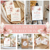 Boho Vlinder Wilde Bloem Meisje Baby Shower Etiket
