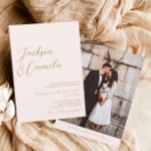 Moderne Elegante Boho Champagne Bruiloft RSVP QR C Informatiekaartje