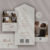 Boho Chic Bohemian Cream Eenvoudige bruiloft RSVP Kaartje