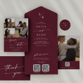 Boho Chic Bourgogne Rode Monogram Adresetiketten Etiket