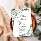 Eenvoudige chique groen eucalyptus bruiloft RSVP K Kaart