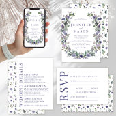 Paarse bloem Bewaar de Date fotouitnodiging