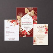 Boho  gouden lijst rode orchidee val bruiloft save the date (Personaliseer de collectie van deze zelfstandige maker.)