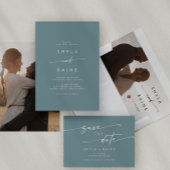 Boho Chic Seafoam Blauwgroen Monogram bruiloft ser Servet