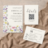 Boho Kleurrijke Wildflower Bloemen Bruiloft Detail Informatiekaartje (Personaliseer de collectie van deze zelfstandige maker.)