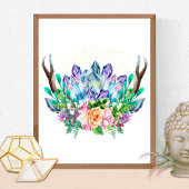 Boho Gold Crystal Cluster Flowers Feathers Busines Visitekaartje