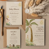 Boho Dinosaur Beige Baby shower Luier Raffle Informatiekaartje