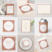 Boho Script Oker Roze Bloem Bruiloft Custom Servet