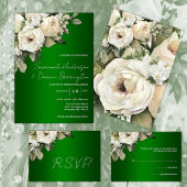 Emerald Boho White Roses Trouwprogramma Programmakaart