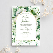 Elegant Modern Floral Smaragd Groen Bruiloft Briefkaart