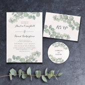 Rustic Eucalyptus Sage Green Wedding Kaart