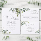 Greenery Wedding Ceremony Tri-Fold Program met fot (Personaliseer de collectie van deze zelfstandige maker.)