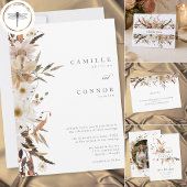 Boho herfst bloem neutrale rustieke bruiloft save the date