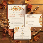 Boho Terracotta Wilde Bloem Herfst Bruiloft Menu