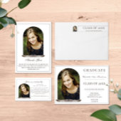 Boho Feather Lijst Afstuderen aankondiging | Wit