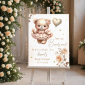 Modern Boho Teddy Bear Balloon Meisje Baby shower Kaart