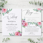 Waterverf roze boho floral. Bohemiaanse bruiloft Kaart (Personaliseer de collectie van deze zelfstandige maker.)