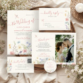 Budget boho wildflower bruiloft RSVP Notitiekaartje
