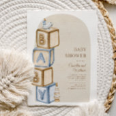 Boho-Baby shower, genderneutraal, letterblokken Kaart