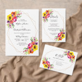 Elegant Geometrisch Bloemen Bruiloft Save the Date Briefkaart (Personaliseer de collectie van deze zelfstandige maker.)