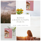 Modern Mauve Boho Chic Afstuderen Foto Folie Uitnodiging