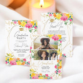 Boho Handgeschilderd Bloemen Wildflower Afstuderen Kaart