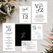 Boho minimale blad monogram bruiloft menu