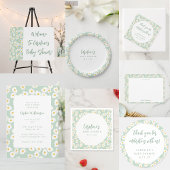 Schattige Boho Sage Daisies Bloemen Custom Baby sh Bedankkaart