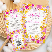 Boho modern paarse bloemenregister vrijgezellenfee informatiekaartje