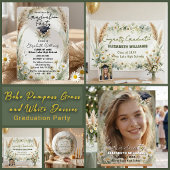 Boho Daisy Pampas Grass Photo Graduation Aankondiging