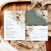 Boho Pampas Gras Bloem Foto Achter Huwelijk Save The Date