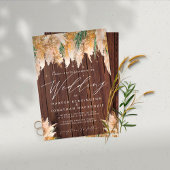 Boho Pampas Grass Wood Twinkle Weddenschap Kaart