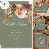 Boho Perzik & Roest Bloemig Salie Groen Bruidsfees Etiket