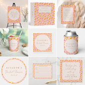Boho Pink Oranje Floral Cute Vrijgezellenfeest Kaart
