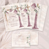 Boho Blush Roze Rozen Custom Naam Bruiloft Servet