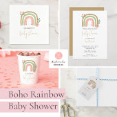 Schattige Boho Regenboog Baby shower Bloemen Aarde Briefkaart