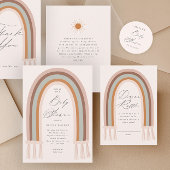 Boho Rainbow Earth Tone Baby shower Luier Raffle Informatiekaartje