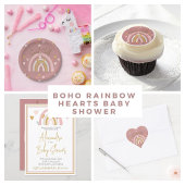 Baby shower regenboog harten roze inpakpapier vel