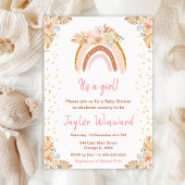 Boho regenboog roze Baby shower Bedankkaart