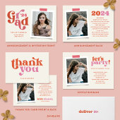 Boho Retro Foto Afstuderen Dank u Kaart