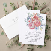 Budget Roze Rose Bloemen Waterverf QR Code Huwelij (Personaliseer deze collectie van deze onafhankelijke maker. Test)